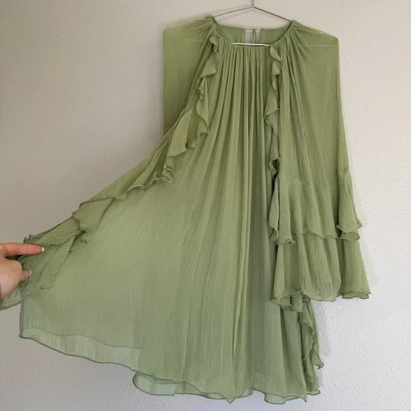 Mango Light Green Ruffled Dress - Picture 16 of 16